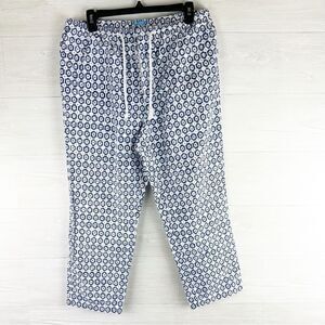 J. McLaughlin Southwest Geometric Print High Waist  Wide Leg Linen Capri Pants